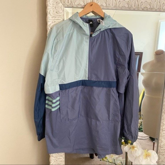 Adidas ID Women's Lilac Purple Green Woven Shell Anorak Rain Jacket Outw… - Picture 3 of 11